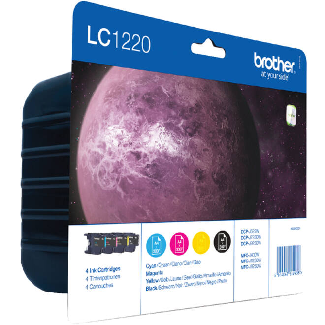 Inktcartridge Brother LC-1220VALBP zwart + 3 kleuren