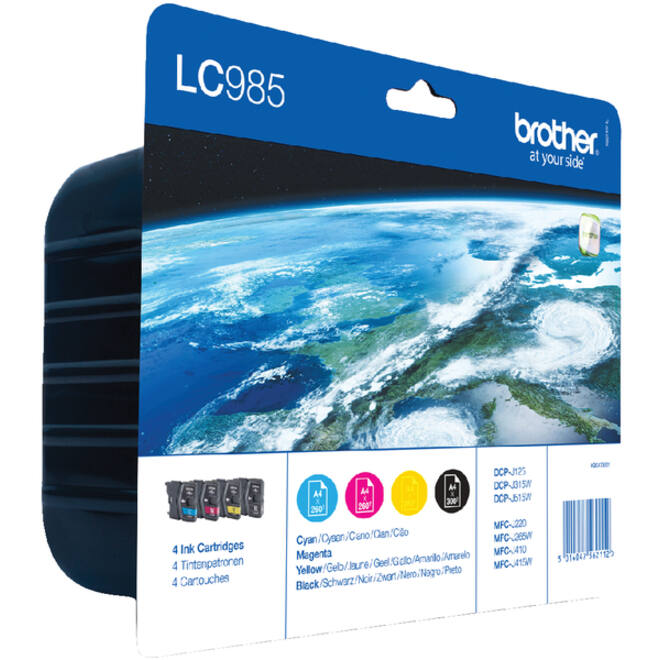 Inktcartridge Brother LC-985VALBP zwart + 3 kleuren