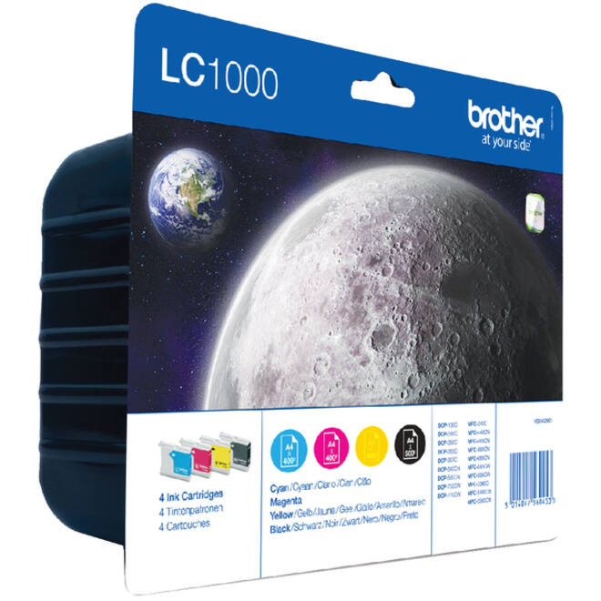 Inktcartridge Brother LC-1000VALBP zwart + 3 kleuren