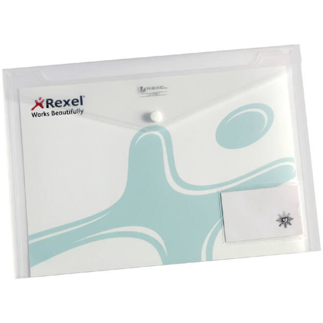 Enveloptas Rexel ice A4 + visitekaart transparant
