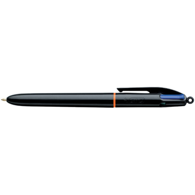 Balpen Bic 4kleuren Pro met ring medium zwart
