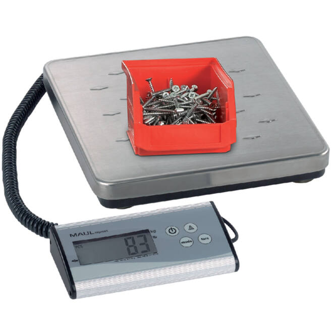 Pakketweger MAUL Cargo 120kg metalen plateau 27x27cm +9V batterij zilver