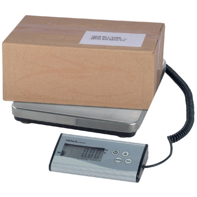 Pakketweger MAUL Cargo 50kg metalen plateau 27x27cm + 9V batterij zilver