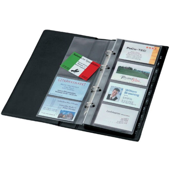 Visitekaartringband Sigel VZ300 voor 200 kaarten 90x58mm kunststof zwart