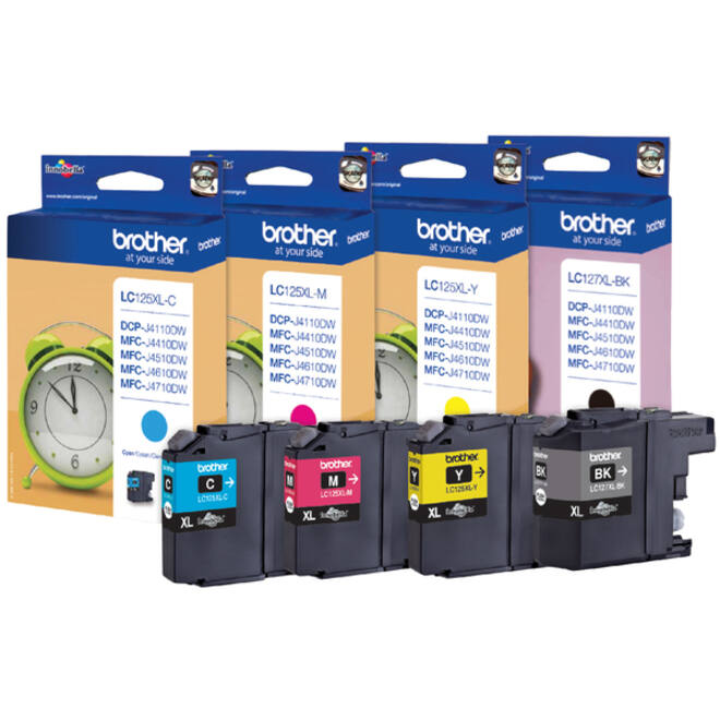 Inktcartridge Brother LC-127XLVALBP zwart + 3 kleuren