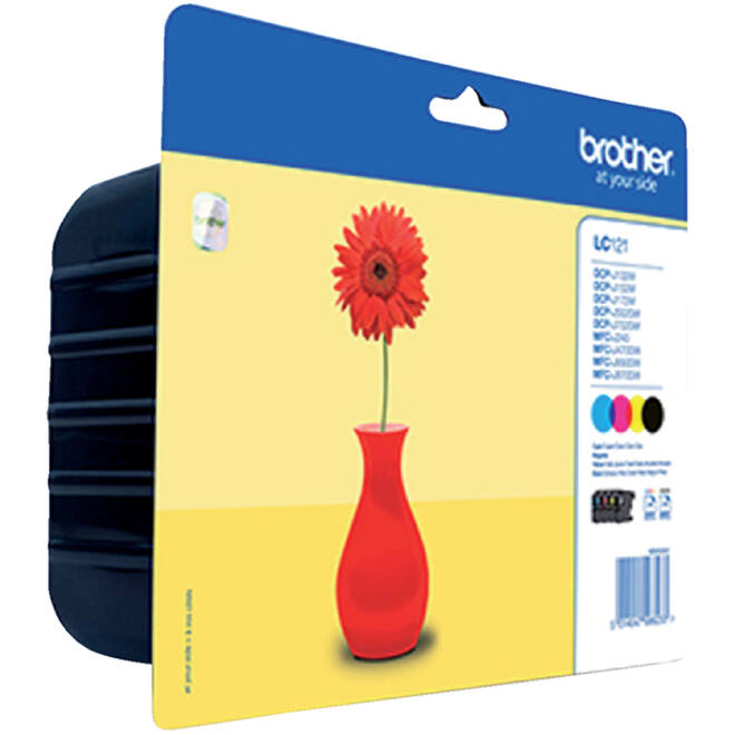 Inktcartridge Brother LC-121VALBP zwart + 3 kleuren