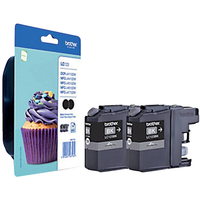 Inktcartridge Brother LC-123BKBP2 zwart 2x