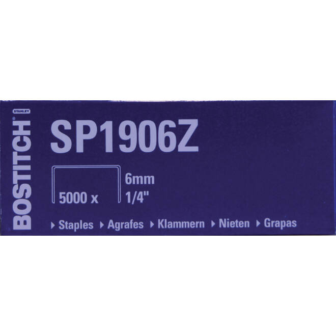 Nieten Bostitch SP1906Z staal 6mm rechte rug 5000stuks