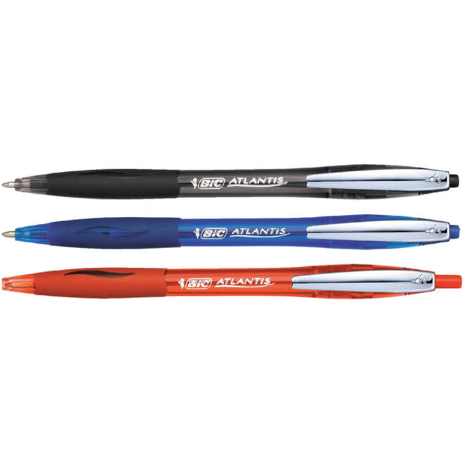 Balpen Bic Atlantis soft metalen clip clic medium zwart