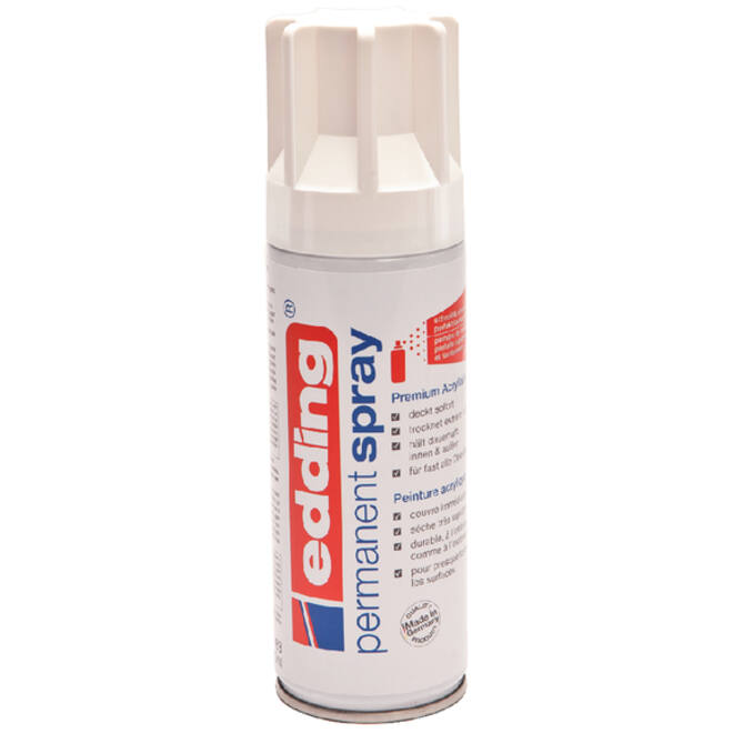Verfspuitbus edding 5200 permanent spray glossy verkeerswit