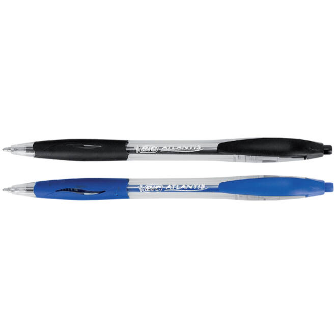Balpen Bic Atlantis classic grip clic medium zwart valuepack 30+6 gratis