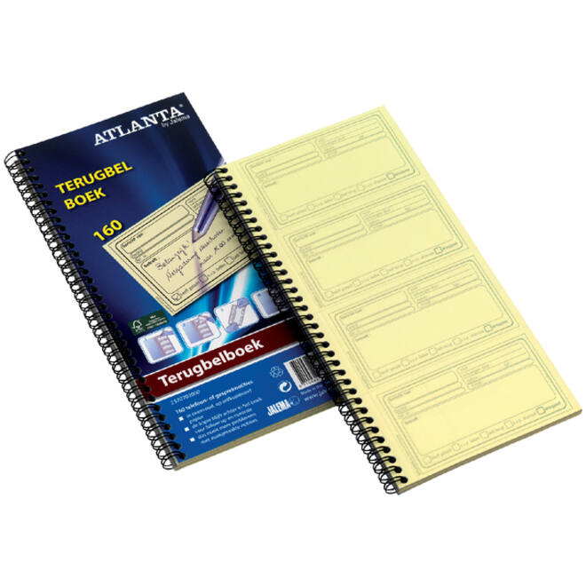 Terugbelboek Djois Atlanta recycled papier 74x128mm 160 notities 40vel