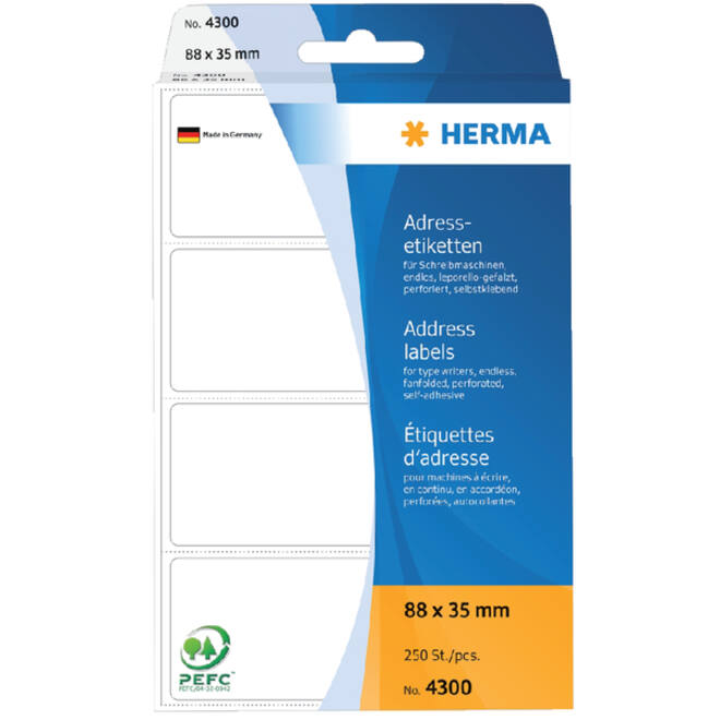 Etiket HERMA adres 4300 88x35mm 250stuks zig-zag