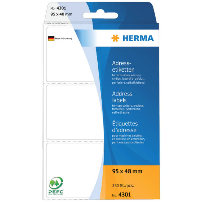 Etiket HERMA adres 4301 95x48mm 250stuks zig-zag