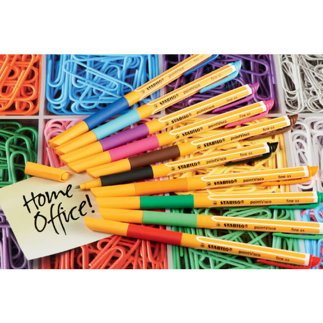 Rollerpen STABILO PointVisco 1099/10 fijn assorti etui à 10 stuks