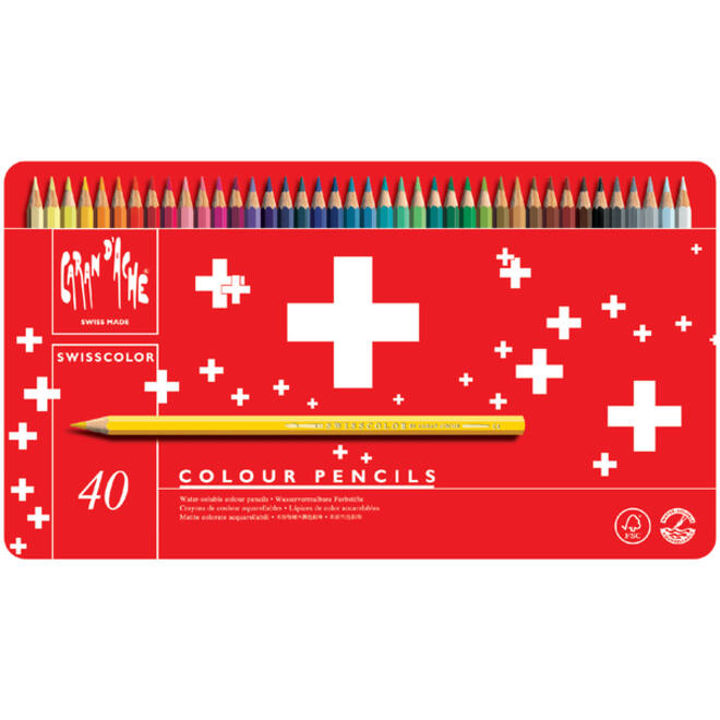 Kleurpotloden Caran d'Ache Swisscolor aquarel 40stuks ass.