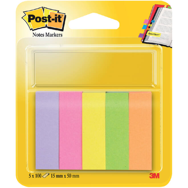 Markeerstrook Post-it 670 15x50mm papier assorti 5x100vel
