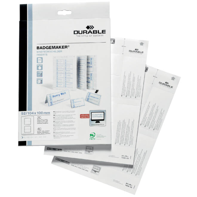 Badgekaart Durable 1420 bedrukbaar A6 80stuks