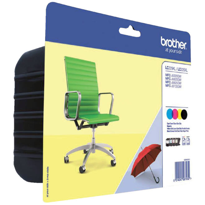 Inktcartridge Brother LC-229XLVALBP zwart + 3 kleuren