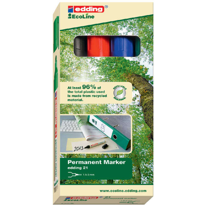 Viltstift edding 21 Ecoline rond assorti 1.5-3mm doos à 4st