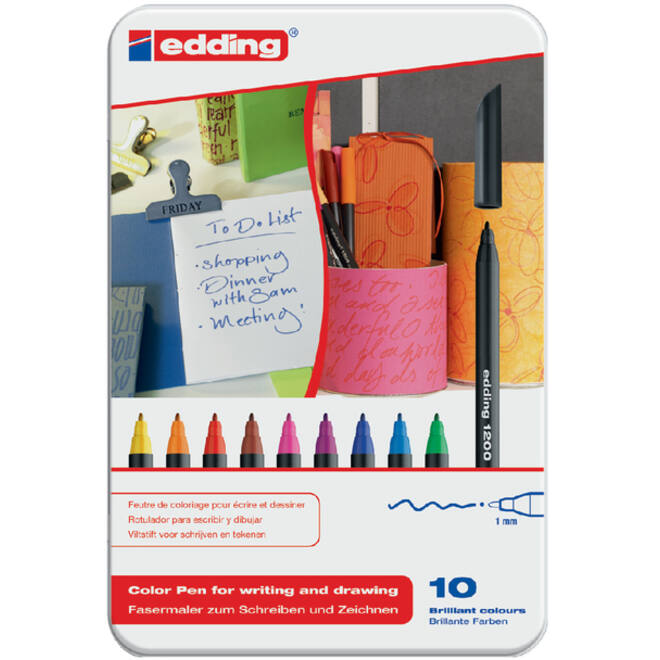 Fineliner edding 1200 fijn assorti blik à 10 stuks