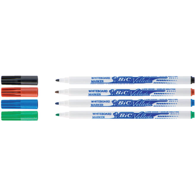 Viltstift Bic Velleda 1721 whiteboard rond fijn assorti set à 4 stuks