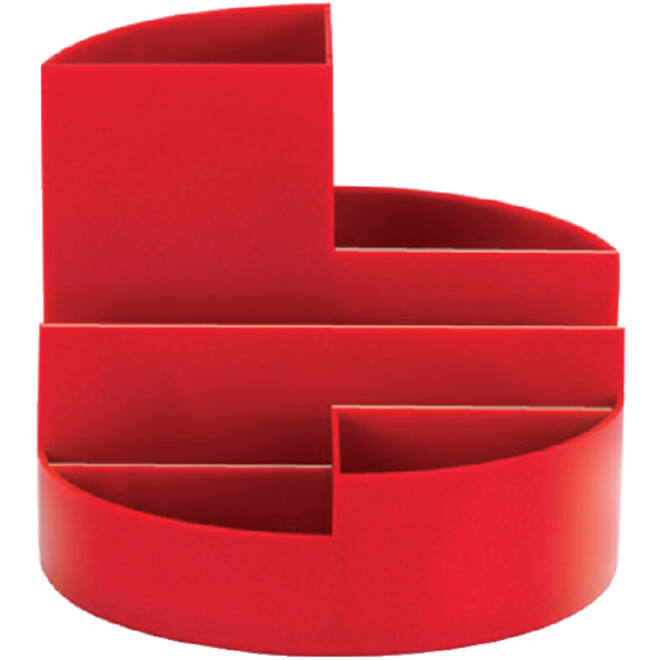 Pennenkoker MAUL roundbox 7 vakken Ø14x12.5cm rood