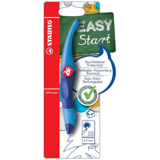 Rollerpen STABILO Easyoriginal rechtshandig licht/donkerblauw blister à 1 stuk