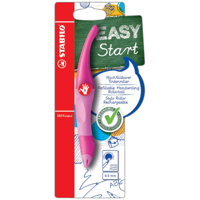 Rollerpen STABILO Easyoriginal rechtshandig roze/lichtroze blister à 1 stuk