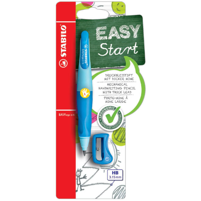 Vulpotlood STABILO Easyergo HB 3.15mm links blauw/donkerblauw incl puntenslijper blister à 1 stuk