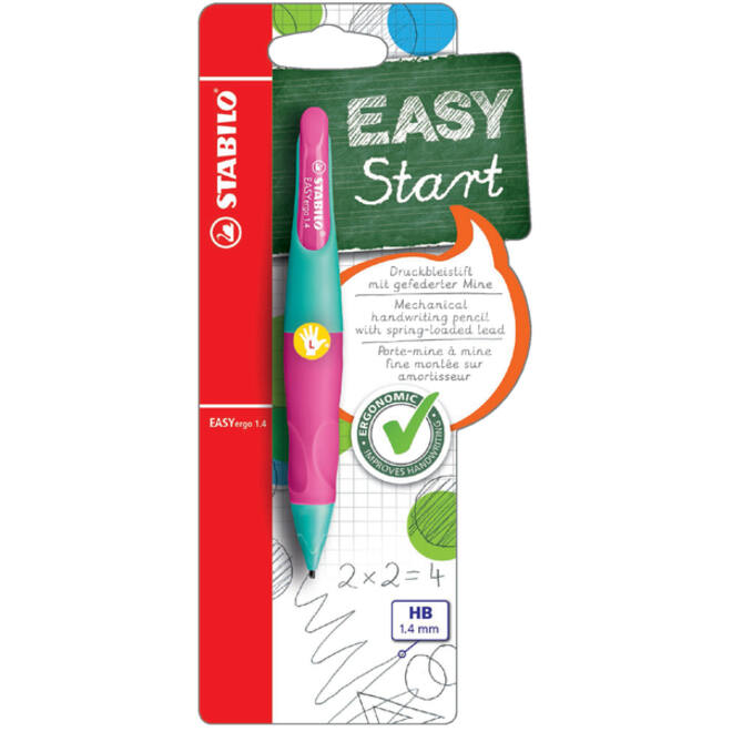 Vulpotlood STABILO Easyergo HB 1.4mm linkshandig turquose/neon roze blister à 1 stuk