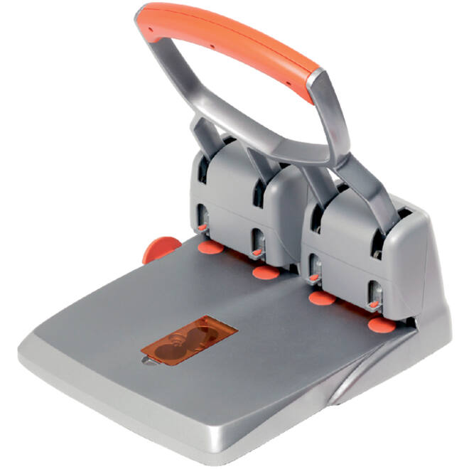Perforator Rapid Supreme HDC150/4 heavy duty 4-gaats 150 vel zilver/oranje