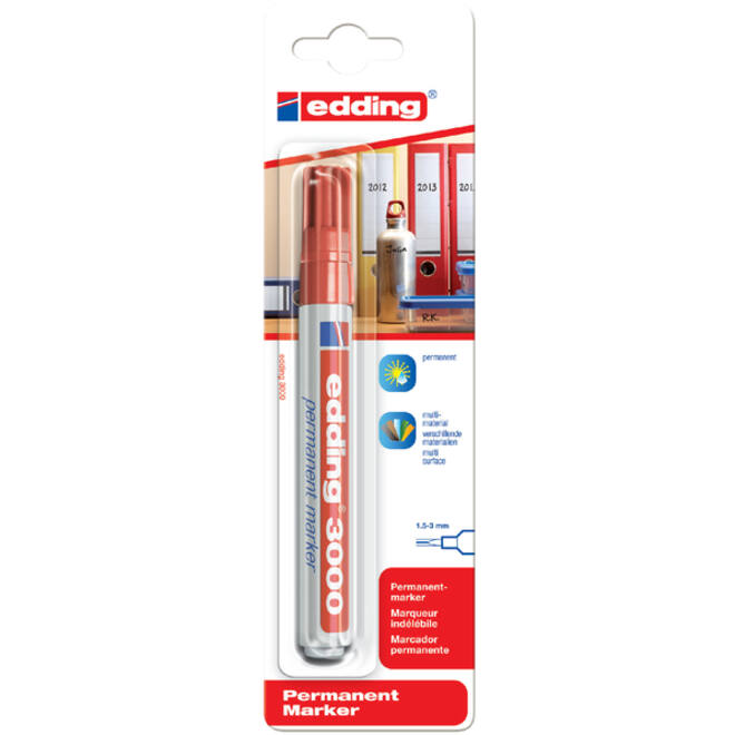 Viltstift edding 3000 rond 1.5-3mm rood blister à 1 stuk