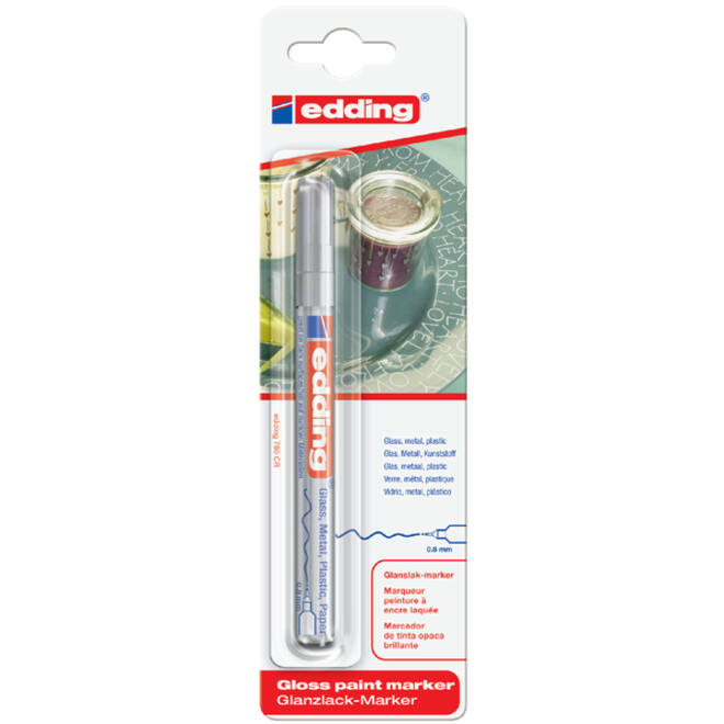 Viltstift Edding 780 lakmarker rond 0.8mm zilver blister à 1 stuk
