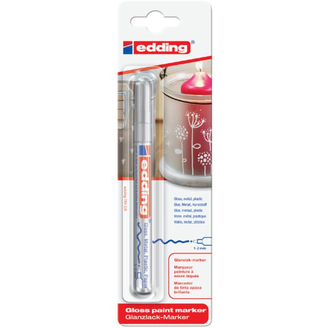 Paintmarker edding 751 op oliebasis 1-2mm zilver blister à 1 stuk