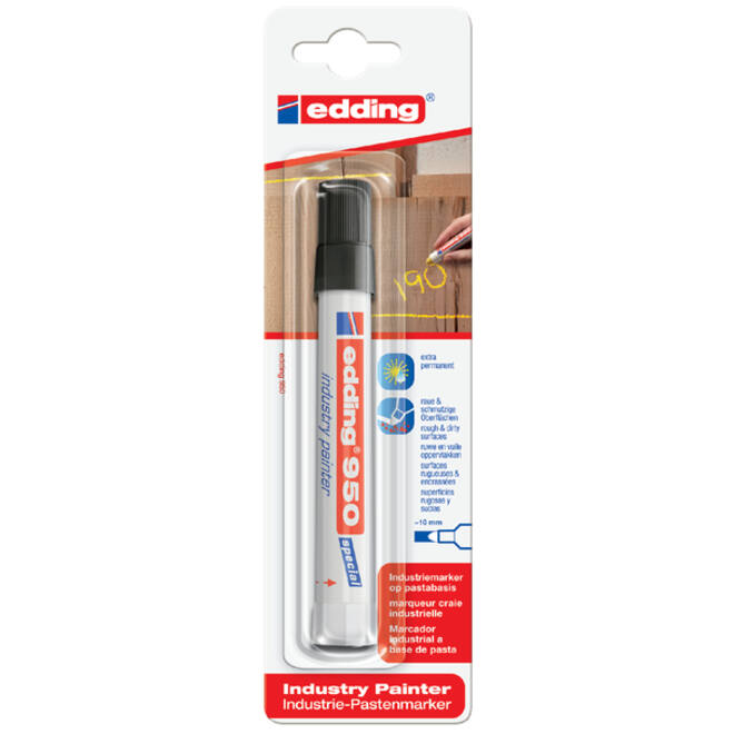 Viltstift edding 950 pastamarker industry rond 10mm zwart blister à 1 stuk
