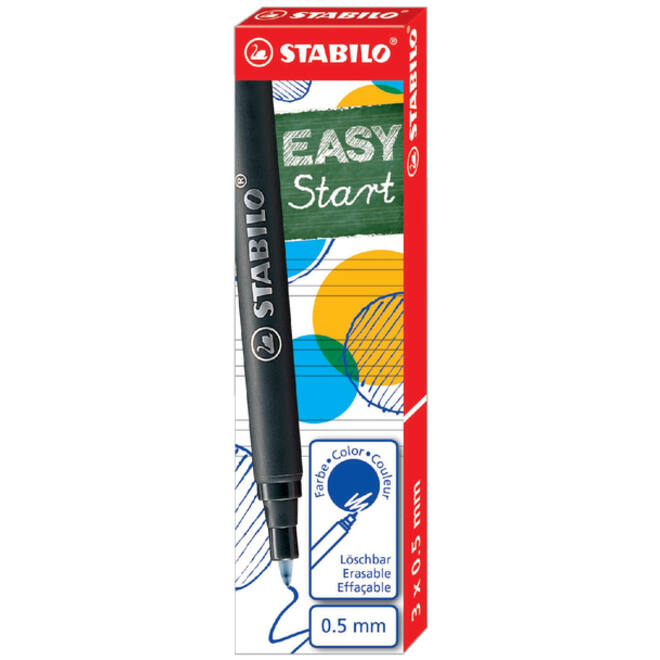 Rollerpenvulling STABILO Easyoriginal medium blauw doosje à 3 stuks
