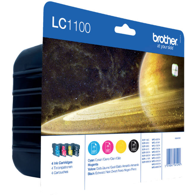 Inktcartridge Brother LC-1100VALBP zwart + 3 kleuren