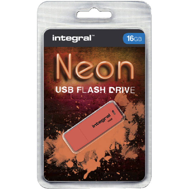 USB-stick 2.0 Integral 16Gb neon oranje