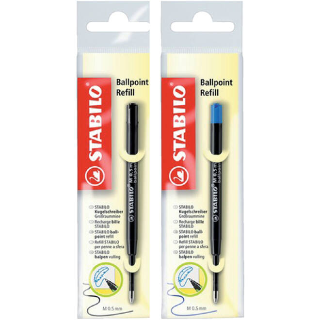 Balpenvulling STABILO standaard medium zwart blister à 1 stuk