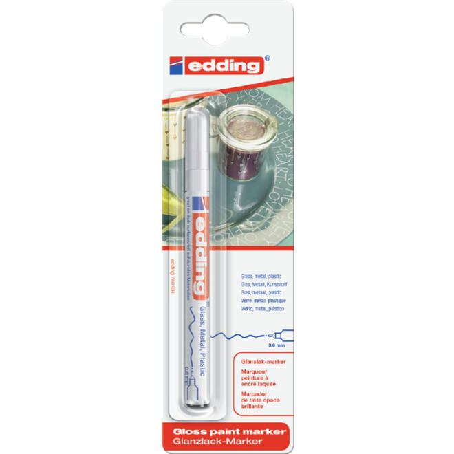 Viltstift Edding 780 lakmarker rond 0.8mm wit blister à 1 stuk