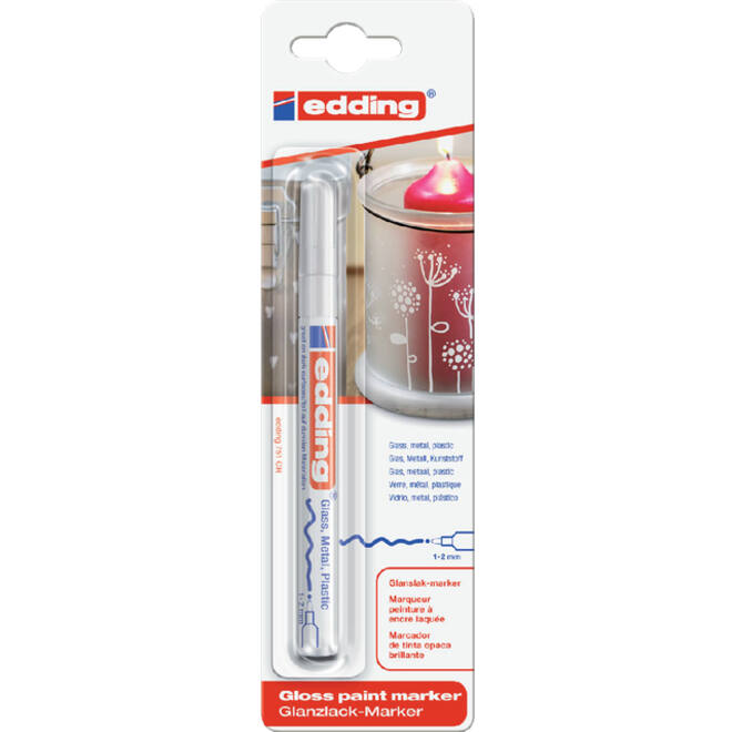 Viltstift edding 751 lakmarker rond 1-2mm wit blister à 1 stuk