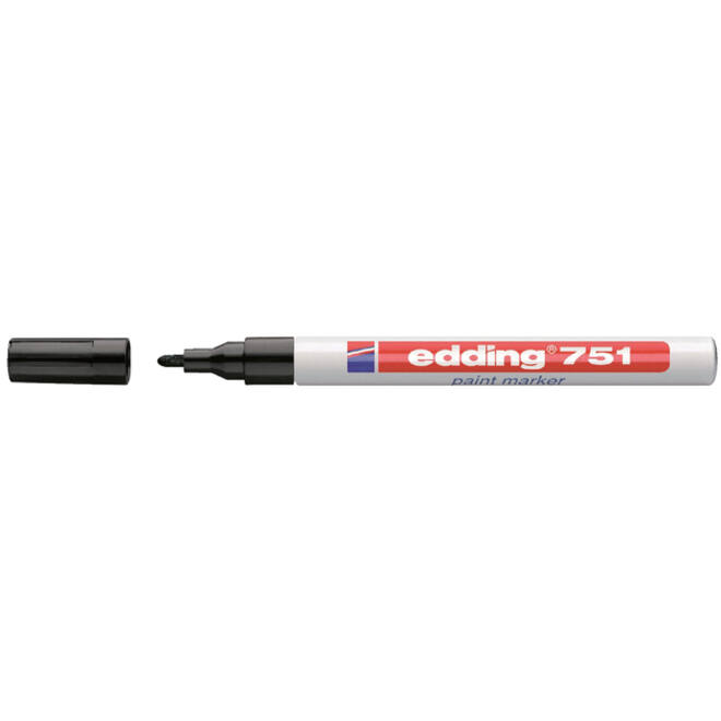 Viltstift edding 751 lakmarker rond 1-2mm zwart