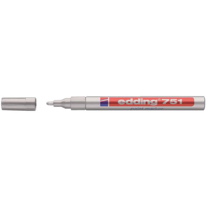 Viltstift edding 751 lakmarker rond 1-2mm zilver