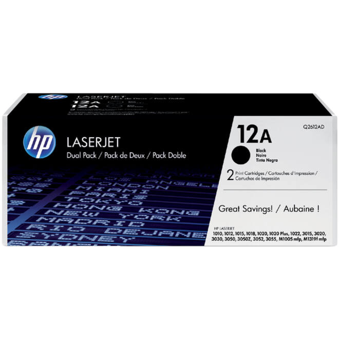 Tonercartridge HP Q2612AD 12A zwart 2x