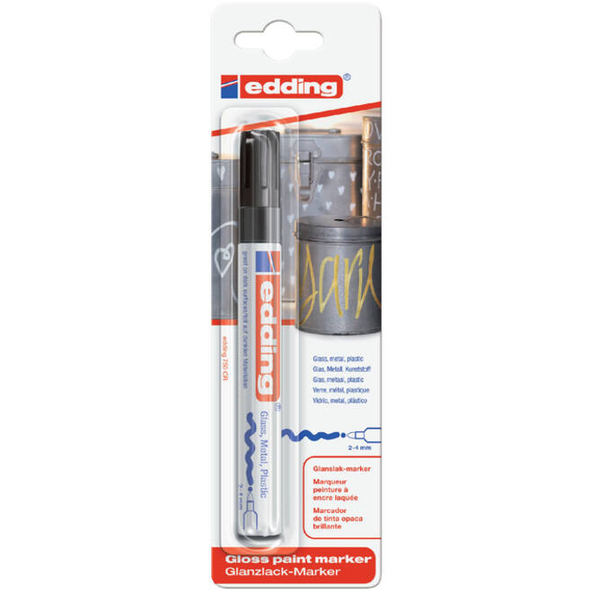 Viltstift edding 750 lakmarker rond 2-4mm zwart blister à 1 stuk