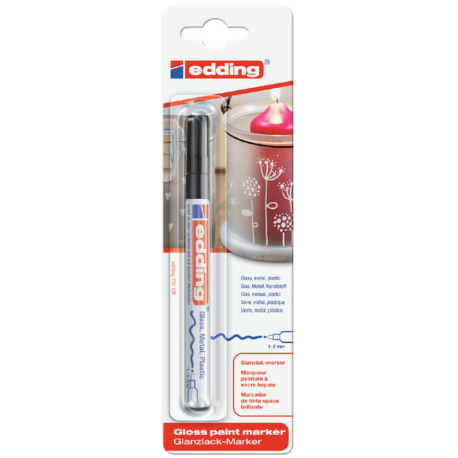 Paintmarker edding 751 op oliebasis 1-2mm zwart blister à 1 stuk