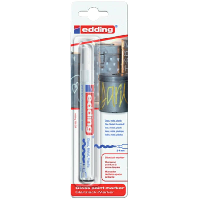 Viltstift edding 750 lakmarker rond 2-4mm wit blister à 1 stuk