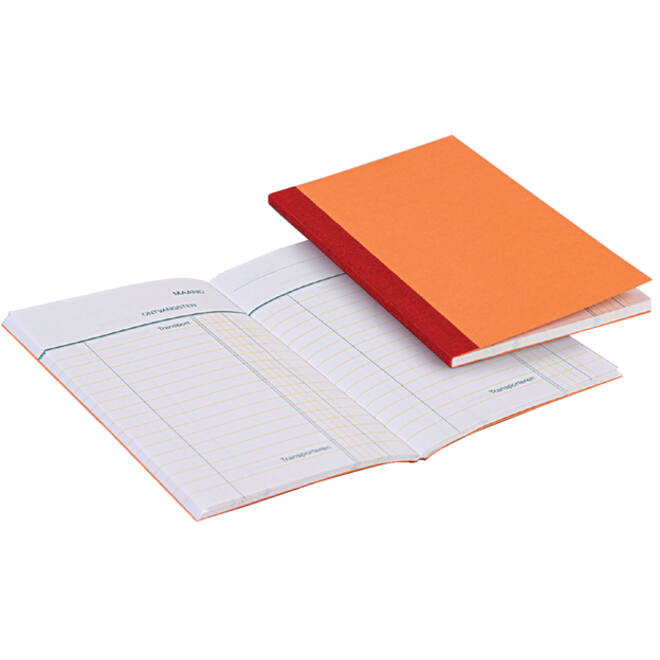 Kasboek 135x83mm 72blz 1 kolom oranje