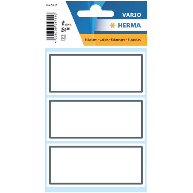 Etiket HERMA 5711 36x80mm schrift grijs kader 18stuks